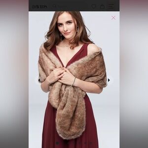 David’s Bridal Pull-Through Faux-Fur Shoulder Wrap